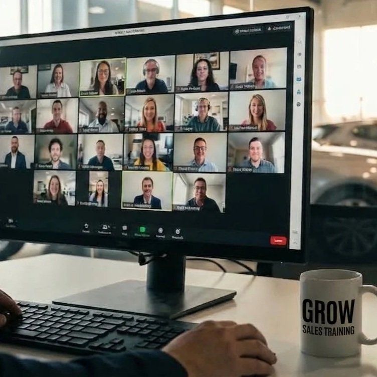 A live Zoom coaching call for The LCG Standard sales mastermind